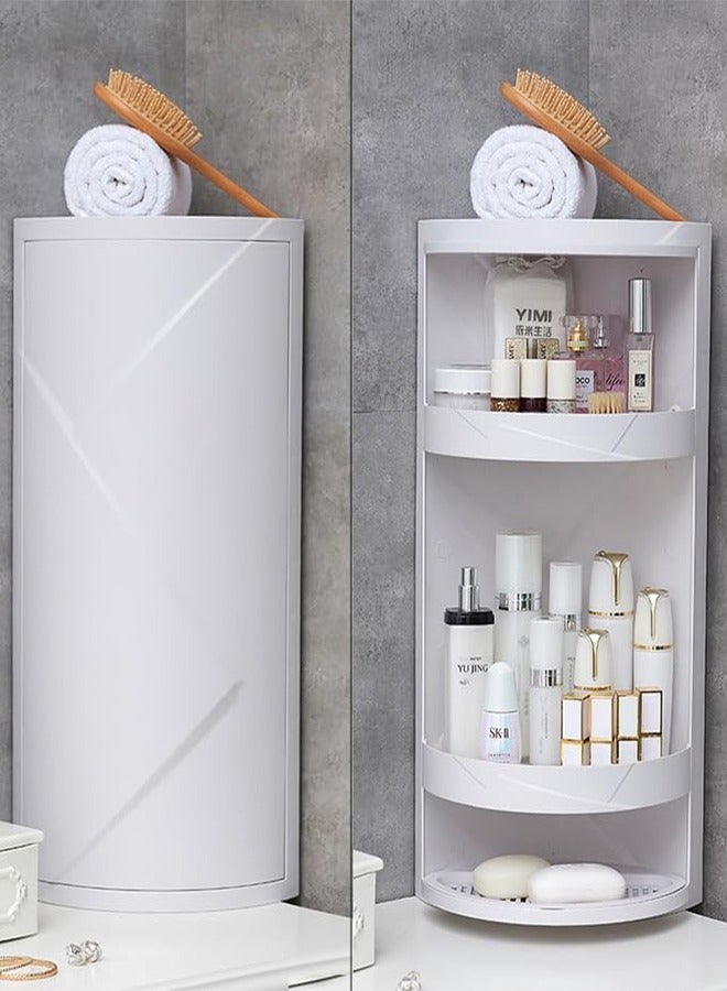 Bathroom Corner Shelf Wall Mounted Storage Cabinet 360° Rotating Locker Triangle Storage Rack for Bathroom Kitchen Countertop Organizer  - Image 1