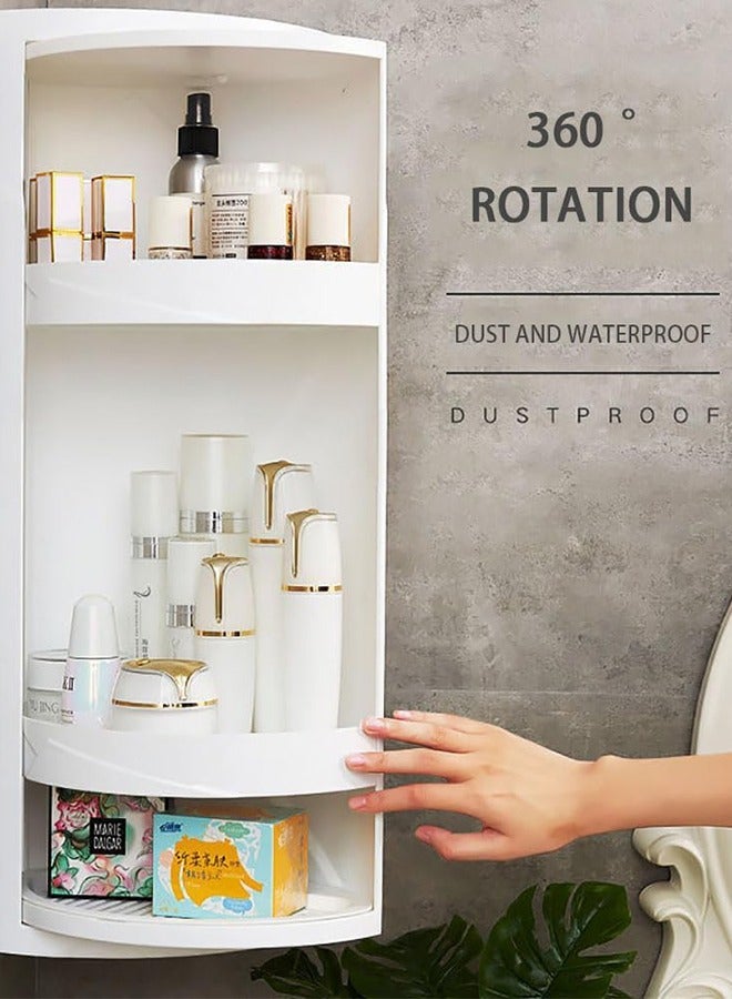 Bathroom Corner Shelf Wall Mounted Storage Cabinet 360° Rotating Locker Triangle Storage Rack for Bathroom Kitchen Countertop Organizer  - Image 4