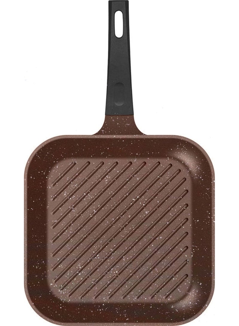 SONEX Die Cast Grill Pan Non Stick Marble Coating 28cm Brown - Image 1