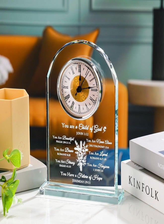 Movdyka Christian Gifts for Women Crystal Clock Ornament Inspirational Religious Bible Verse Decor Birthday Christmas Get Well Catholic Spiritual & Baptism Confirmation Gifts for Girls - Image 3