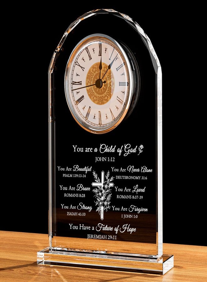 Movdyka Christian Gifts for Women Crystal Clock Ornament Inspirational Religious Bible Verse Decor Birthday Christmas Get Well Catholic Spiritual & Baptism Confirmation Gifts for Girls - Image 1