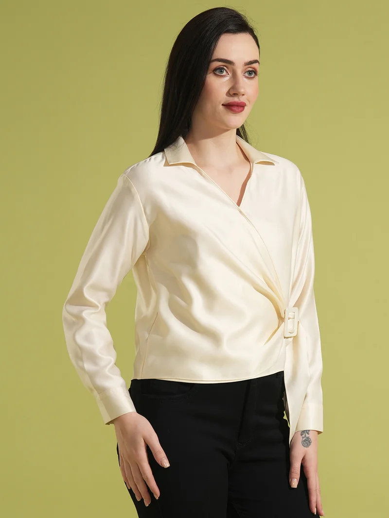 globus Women Solid Shirt Collar Top