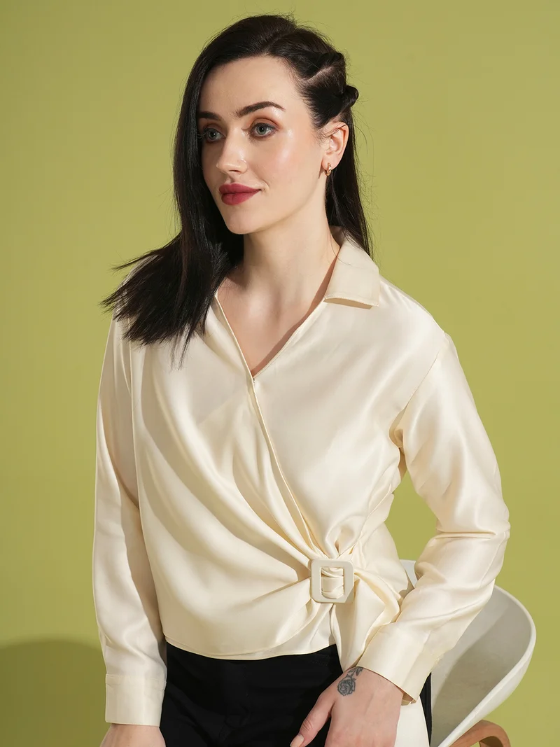 globus Women Solid Shirt Collar Top