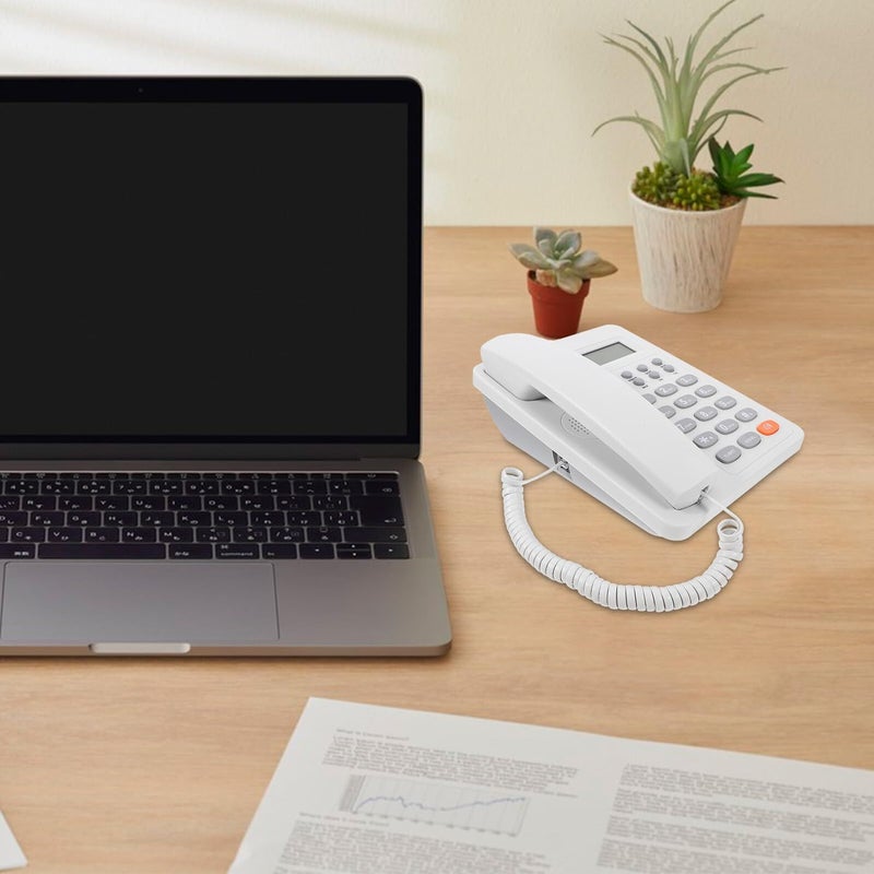 Wired Corded Desktop Telephone Office Landline Phone Single Line White Color Commercial Household Phone For Work And Home Use - Image 5