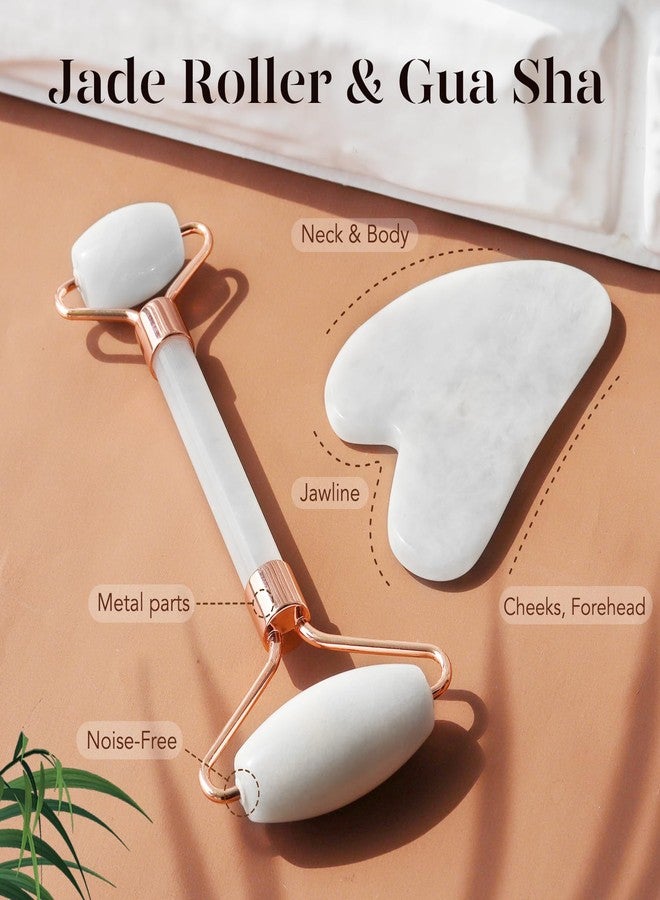 BAIMEI Jade Roller & Gua Sha Set Face Roller and Gua Sha Facial Tools for Skin Care Routine and Puffiness, Self Care Gift for Men Women - White - Image 3