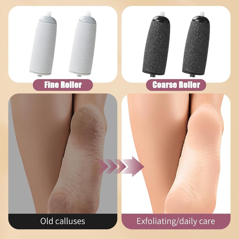 nnOuOnn Pedicure Tools, Electric Callus Remover for Feet, USB Rechargeable Waterproof Hard Skin Remover Foot with 4 Brush Heads, for Treating Dry Cracked Heels, Calluses and Dead Skin - Image 3