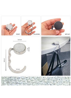 KASTWAVE Foldable Purse Hook, Floding Handbag Hanger Bling Rhinestone Bag Holder for Table Desk 3PCS Black White Red  - Image 5