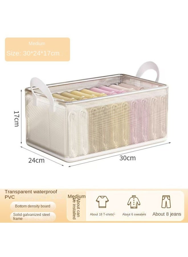 Autonomy Transparent Pvc Storage Basket Foldable Handled Storage Box With Lid For Home Bedroom Wardrobe Underwear Storage Organizer - Image 1