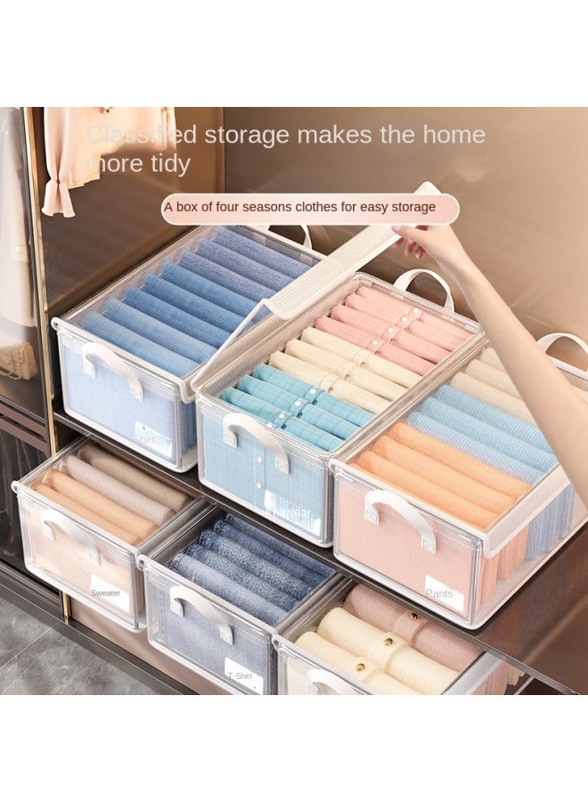 Autonomy Transparent Pvc Storage Basket Foldable Handled Storage Box With Lid For Home Bedroom Wardrobe Underwear Storage Organizer - Image 2
