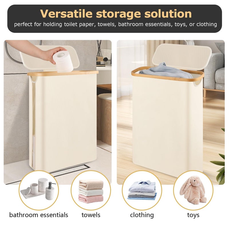 Dotpilgo Extra Large Toilet Paper Storage Basket with Lid 49L Slim Toilet Paper Basket Holder Bin Container Organizer for Bathroom Hold up to 20 Regular Rolls or 15 Mega Rolls - Image 5