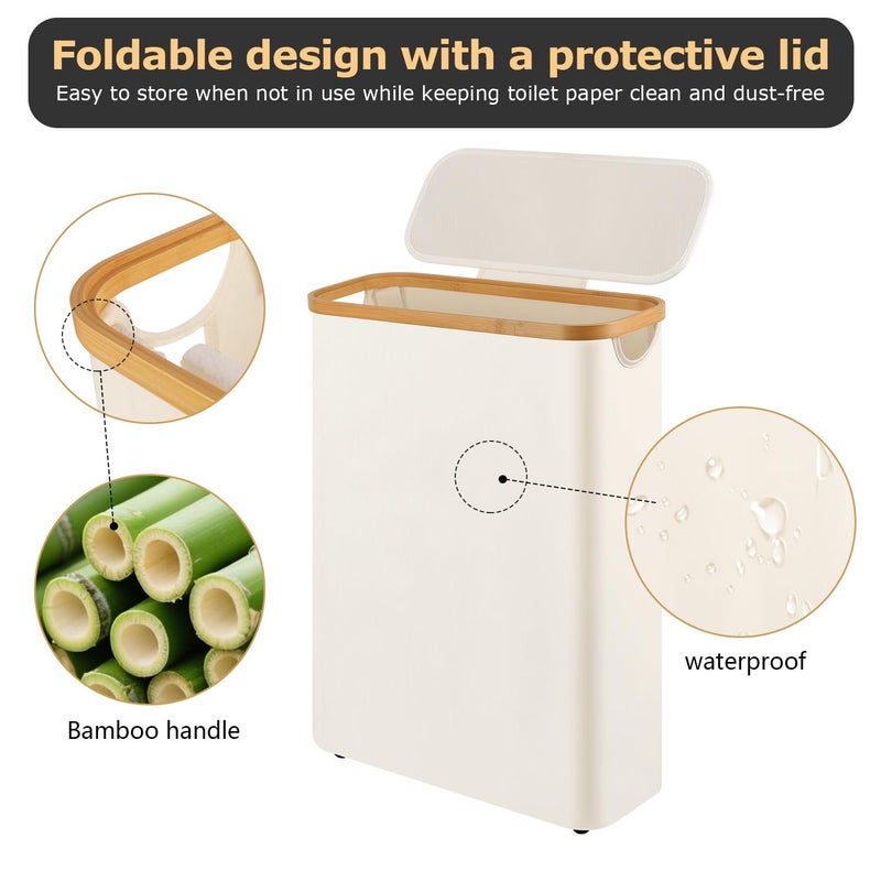 Dotpilgo Extra Large Toilet Paper Storage Basket with Lid 49L Slim Toilet Paper Basket Holder Bin Container Organizer for Bathroom Hold up to 20 Regular Rolls or 15 Mega Rolls - Image 3
