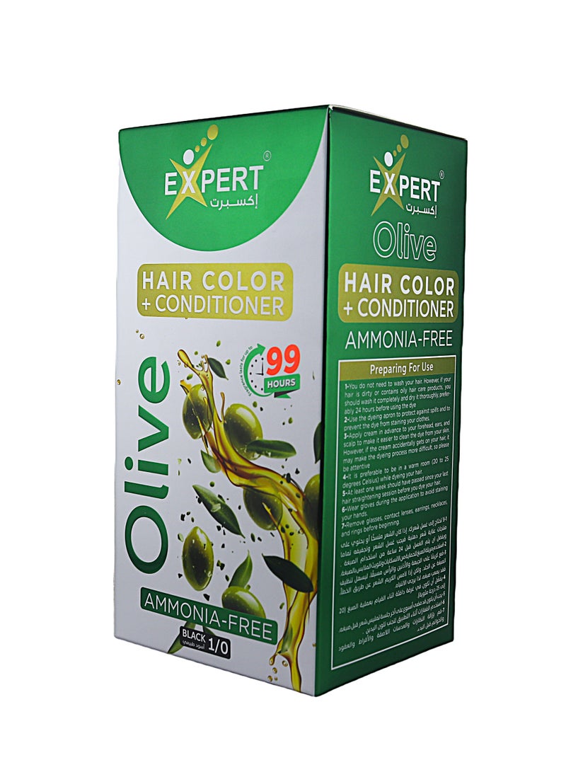 EXPERT Olive Hair Color + Conditioner. Infused with olive extract, this formula adds shine and softness while coloring your hair. The ammonia-free formula is gentle on the scalp and leaves hair smooth, conditioned 500ml+500ml - Image 2