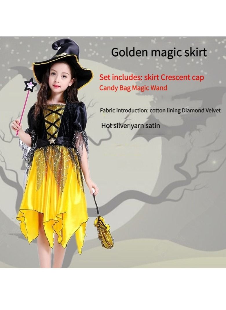 M MIAOYAN M MIAOYAN Halloween children's costume girls costume witch cloak elf magic skirt children's costume cos costume  - Image 3