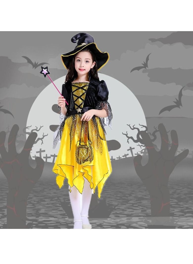 M MIAOYAN M MIAOYAN Halloween children's costume girls costume witch cloak elf magic skirt children's costume cos costume  - Image 2