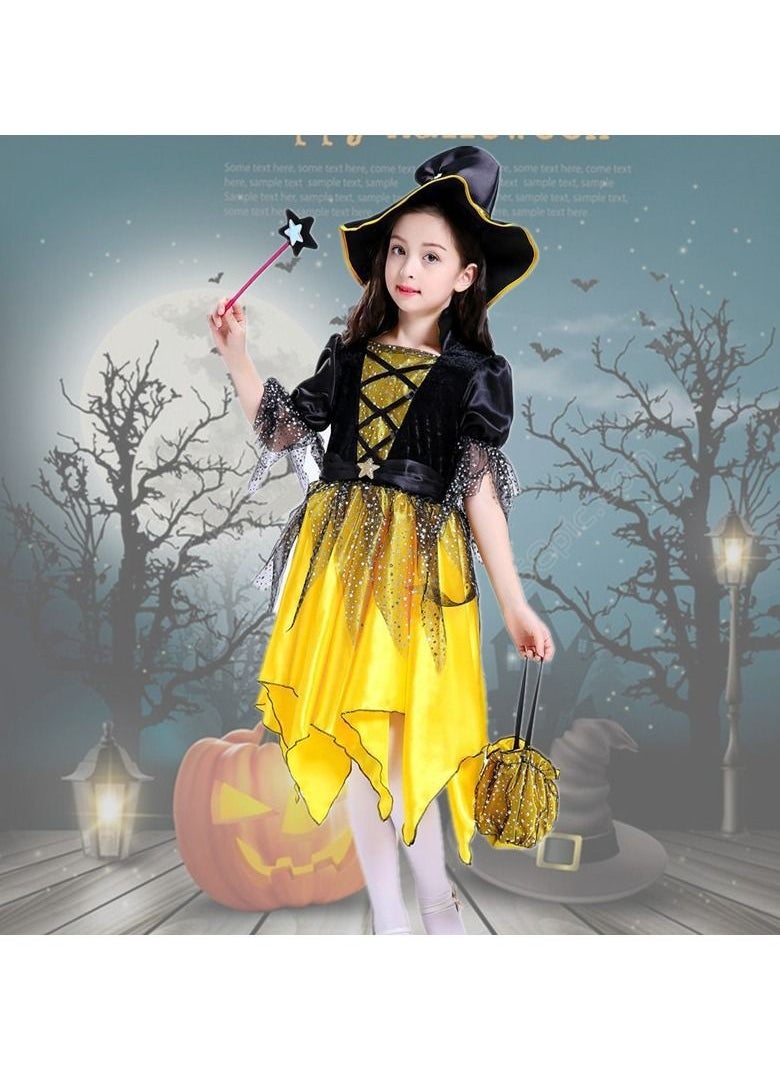 M MIAOYAN M MIAOYAN Halloween children's costume girls costume witch cloak elf magic skirt children's costume cos costume  - Image 1