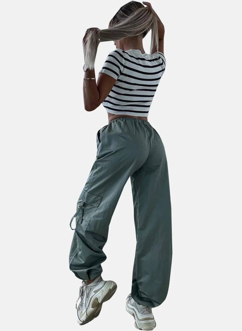 YUNIQEE Green High Rise Jogger Trousers