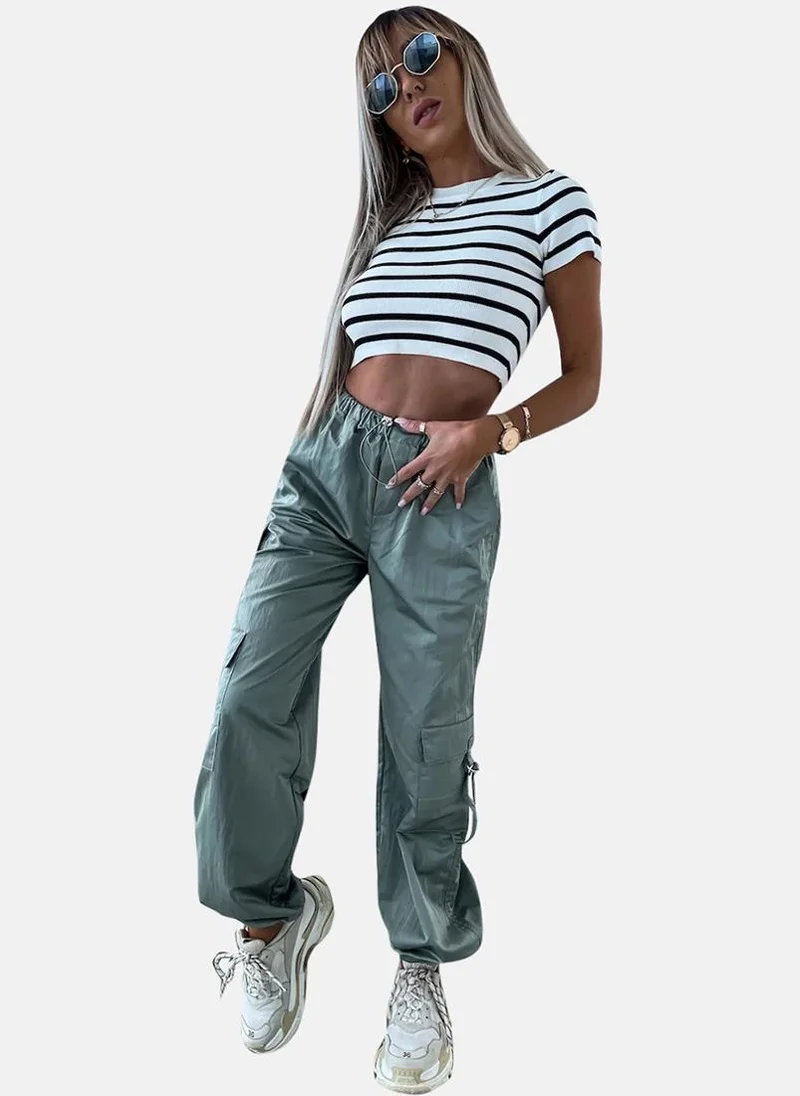 YUNIQEE Green High Rise Jogger Trousers