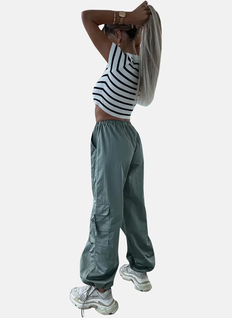 YUNIQEE Green High Rise Jogger Trousers