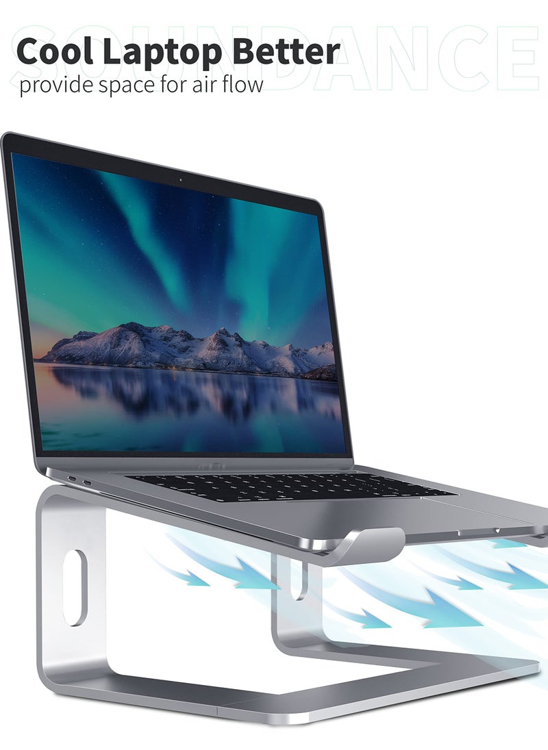 erorex - Aluminum Laptop Stand for Desk Compatible with Mac MacBook Pro Air Apple Notebook, Portable Holder Ergonomic Elevator Metal Riser for 10 to 15.6 inch PC Desktop Computer, Silver - Image 1