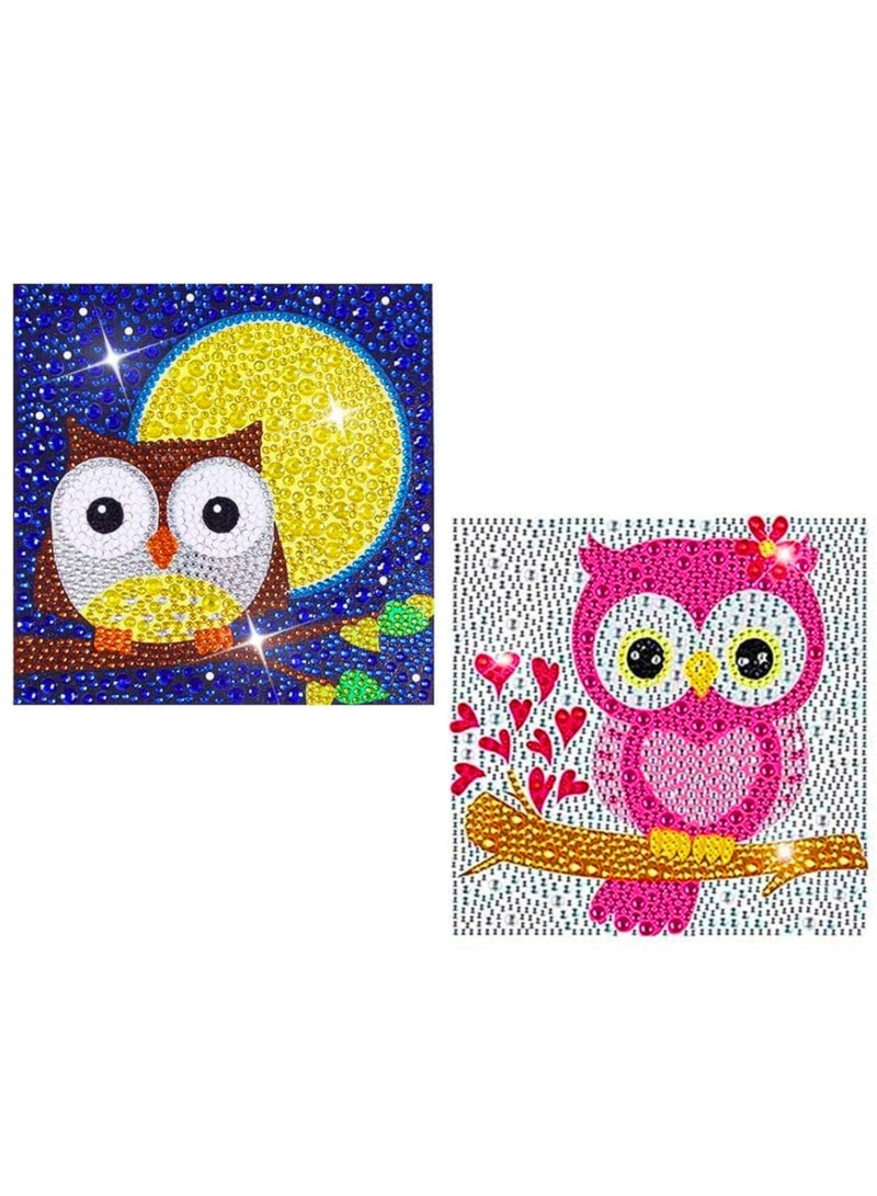 VIO 2 Pack Assorted Diamond Art Kits for Boys and Girls Creative Diamond Art Sticker Craft by Number Kits for Kids Adult Beginners Diamond Art for Kids Ages 6 7 8 9 10 11 12 Colorful Easy DIY Crystal Mosaic Dots Crafts Gem Art for Home Kids Room Decoration Birthday Gifts for Boys Gifts for Girls Party Favors Goody Bag Stuffers 15 CM  - Image 2