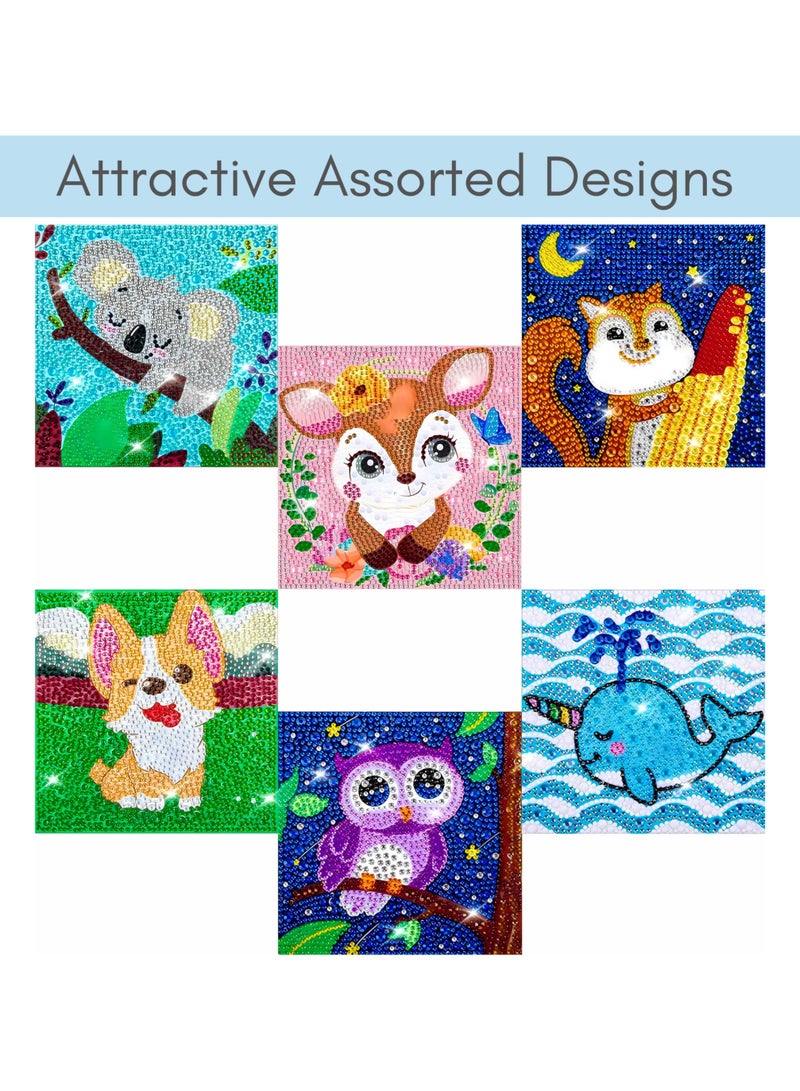 VIO 2 Pack Assorted Diamond Art Kits for Boys and Girls Creative Diamond Art Sticker Craft by Number Kits for Kids Adult Beginners Diamond Art for Kids Ages 6 7 8 9 10 11 12 Colorful Easy DIY Crystal Mosaic Dots Crafts Gem Art for Home Kids Room Decoration Birthday Gifts for Boys Gifts for Girls Party Favors Goody Bag Stuffers 15 CM  - Image 3