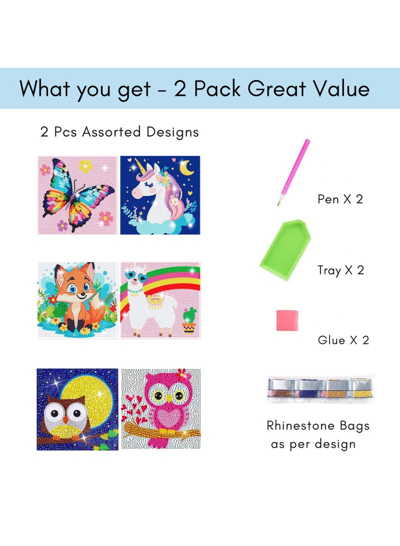 VIO 2 Pack Assorted Diamond Art Kits for Boys and Girls Creative Diamond Art Sticker Craft by Number Kits for Kids Adult Beginners Diamond Art for Kids Ages 6 7 8 9 10 11 12 Colorful Easy DIY Crystal Mosaic Dots Crafts Gem Art for Home Kids Room Decoration Birthday Gifts for Boys Gifts for Girls Party Favors Goody Bag Stuffers 15 CM  - Image 5