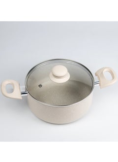 Wilson Oak Casserole with Lid and Marble Coating, Soft Touch Handle Stew Pot Suitable for Gas Electric Induction and Ceramic Stove Dutch Oven - 24cm – Cream  - Image 2