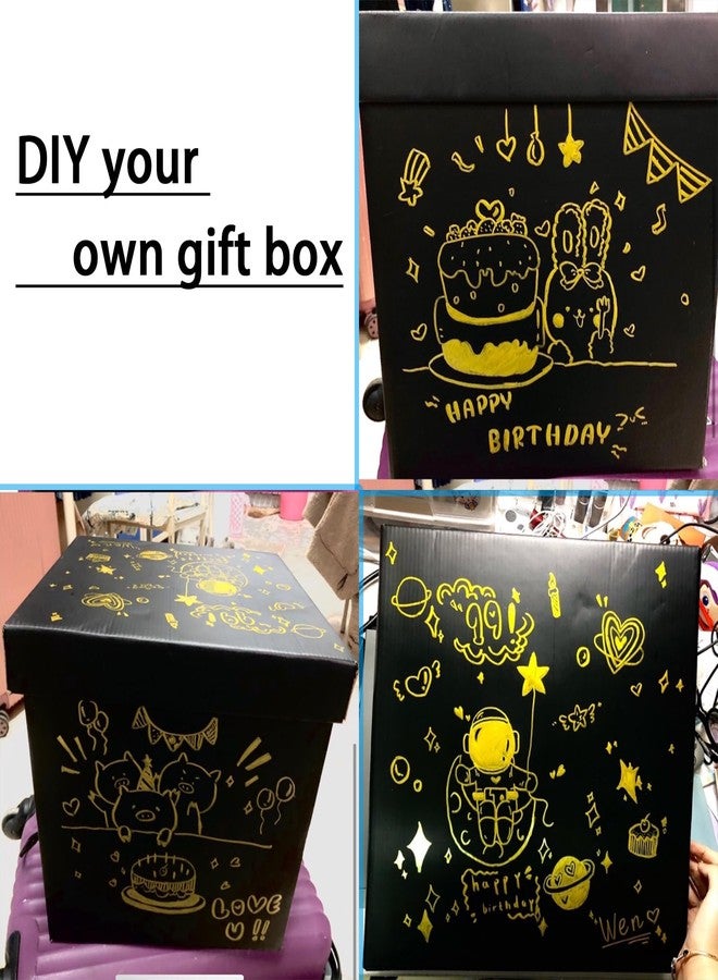 SCORYULE Extra Large Gift Box with Lids and Handle, 12.6" Black Collapsible Gift Box for Birthdays, Parties, Showers, Valentine's Day - Image 4