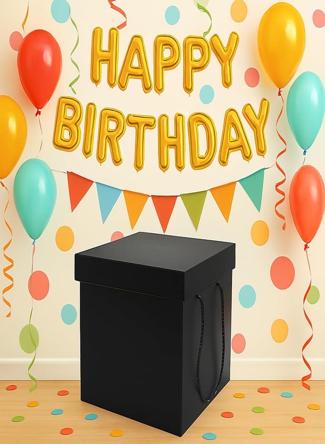 SCORYULE Extra Large Gift Box with Lids and Handle, 12.6" Black Collapsible Gift Box for Birthdays, Parties, Showers, Valentine's Day - Image 5