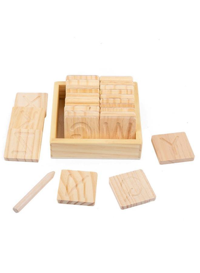 Children's Educational Toys Double-sided Wooden Groove Training Board Early Education Control Pen English Letter Geometric Figure Shape-Color:Single-sided Caps Tracker  - Image 1