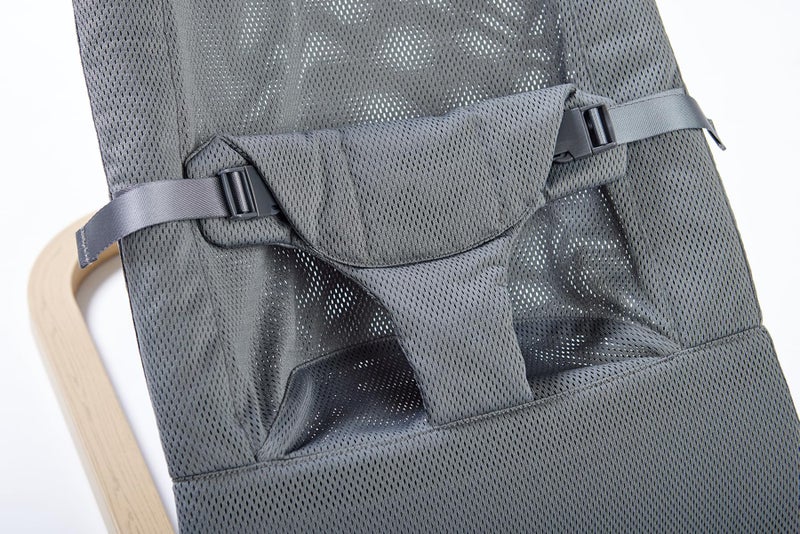 PRIMO Giggle Bounce Deluxe Folding Baby Bouncer Seat and Lounger (Slate Grey) Wood Grain Base, Adjustable Recline, Portable Folding Design - Ideal Baby Rocker, Swing, Lounger & New Born Baby Gift 0-6 Months - Image 5