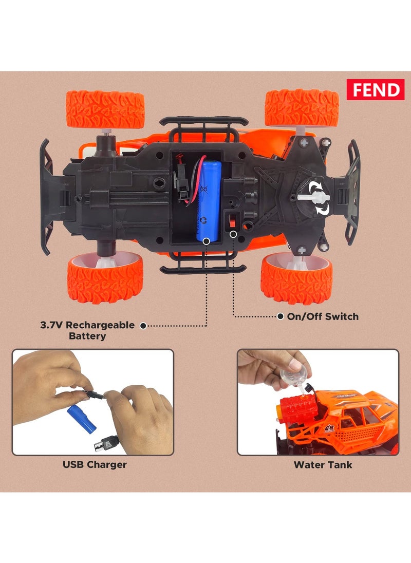 FEND Fend Rechargable Remote Control Water Spray Runner Climbing Car with Rear Fog LED Light for Kids Orange  - Image 4