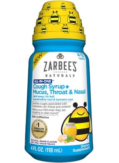 Zarbee's Children's Cough Syrup All in One Daytime 4oz 118ml Natural Grape Flavor  - Image 1