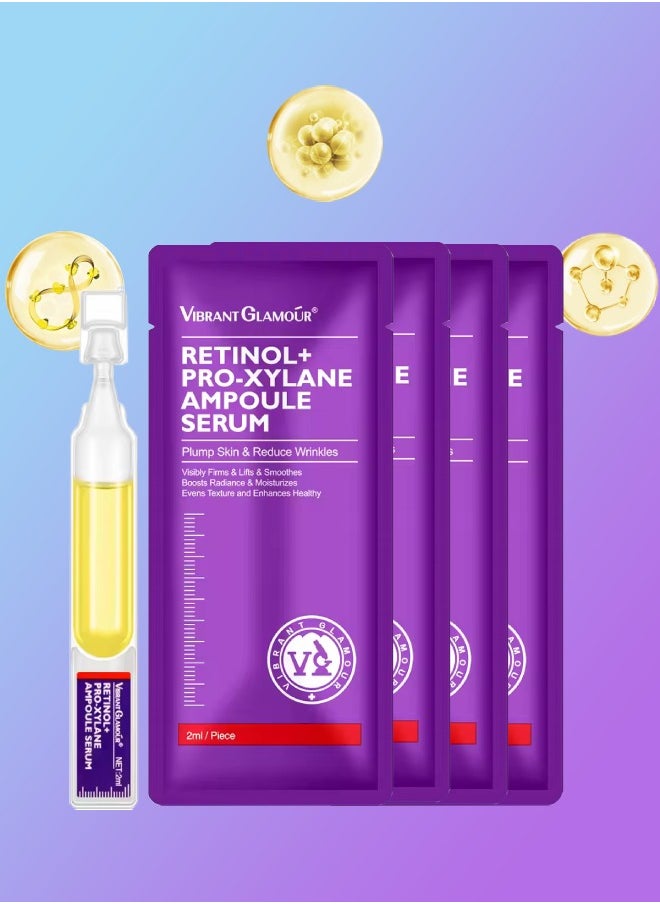 Vibrant Glamour - 4Pcs Retinol + Pro-Xylane Ampoule Serum Anti aging Anti Wrinkle Firming Hydrating Moisturizing Soothing Repairing Fade Fine Lines Dark Spots Deep Care Retinol Essence - Image 1