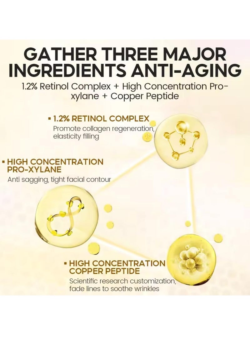 Vibrant Glamour - 4Pcs Retinol + Pro-Xylane Ampoule Serum Anti aging Anti Wrinkle Firming Hydrating Moisturizing Soothing Repairing Fade Fine Lines Dark Spots Deep Care Retinol Essence - Image 1