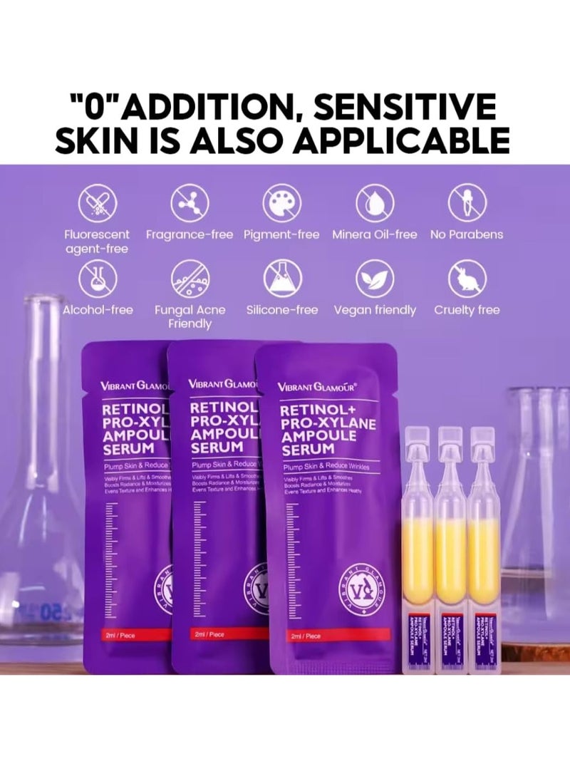Vibrant Glamour - 4Pcs Retinol + Pro-Xylane Ampoule Serum Anti aging Anti Wrinkle Firming Hydrating Moisturizing Soothing Repairing Fade Fine Lines Dark Spots Deep Care Retinol Essence - Image 1
