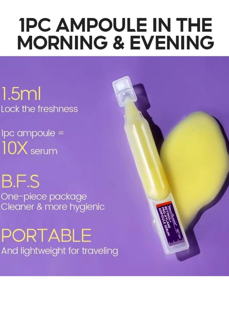 Vibrant Glamour - 4Pcs Retinol + Pro-Xylane Ampoule Serum Anti aging Anti Wrinkle Firming Hydrating Moisturizing Soothing Repairing Fade Fine Lines Dark Spots Deep Care Retinol Essence - Image 1