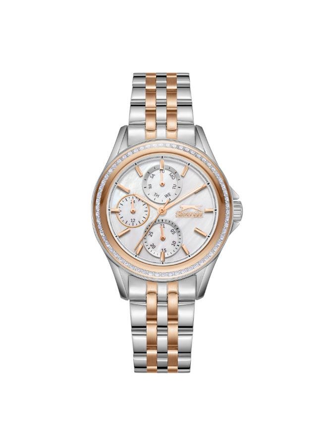 Slazenger SLAZENGER SL.9.2392.4.02 Women's Multi Function Display Watch & Metal Strap Silver/Rose Gold  - Image 1
