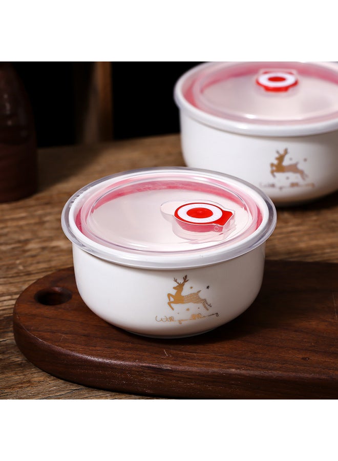 Ceramic Fresh-keeping Bowl Three-piece Sealed Bowl Gift Bowl Set Gift Box Wedding Will Sell Wholesale Printed LOGO-Specifications:Luckcat-Color:Preservation Bowl Two Sets Of Two Medium Color Box/36 Sets Of A Box - Image 5