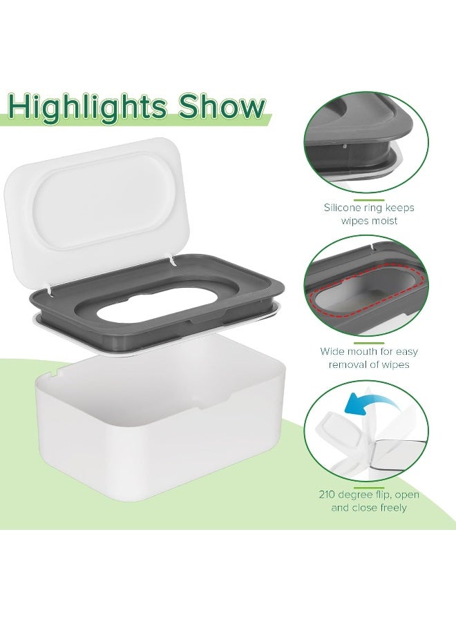 Flenpptly Baby Wipes Dispenser, Wipes Case Baby Wipe Holder Keeps Wipes Fresh, Non-Slip, Easy Open & Close (Gray) - Image 3