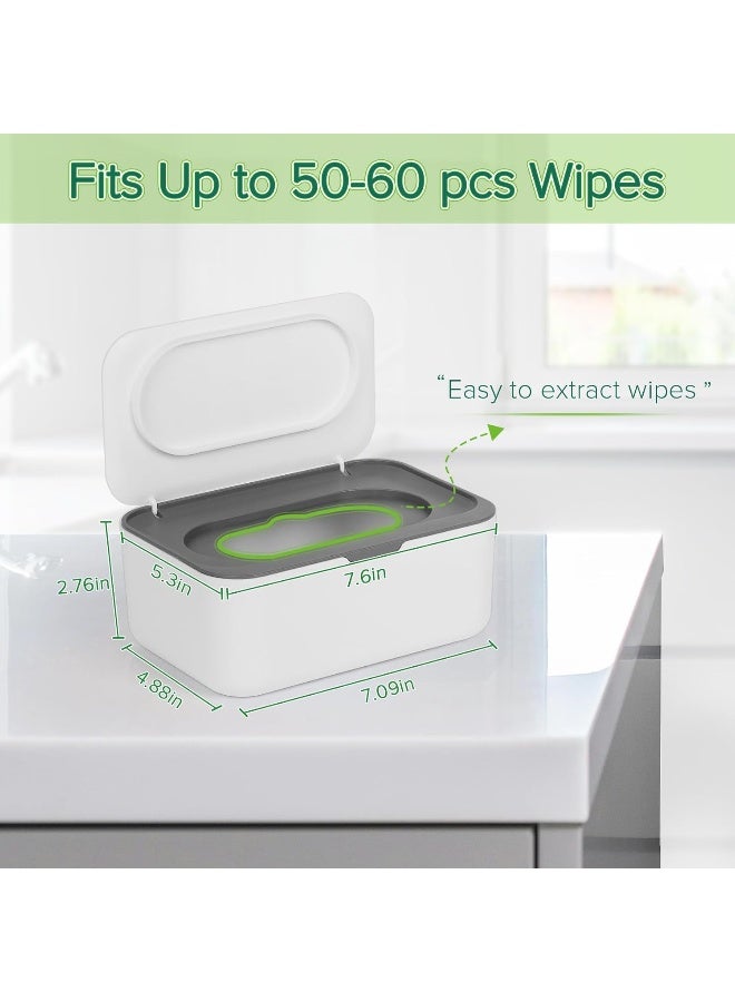 Flenpptly Baby Wipes Dispenser, Wipes Case Baby Wipe Holder Keeps Wipes Fresh, Non-Slip, Easy Open & Close (Gray) - Image 2
