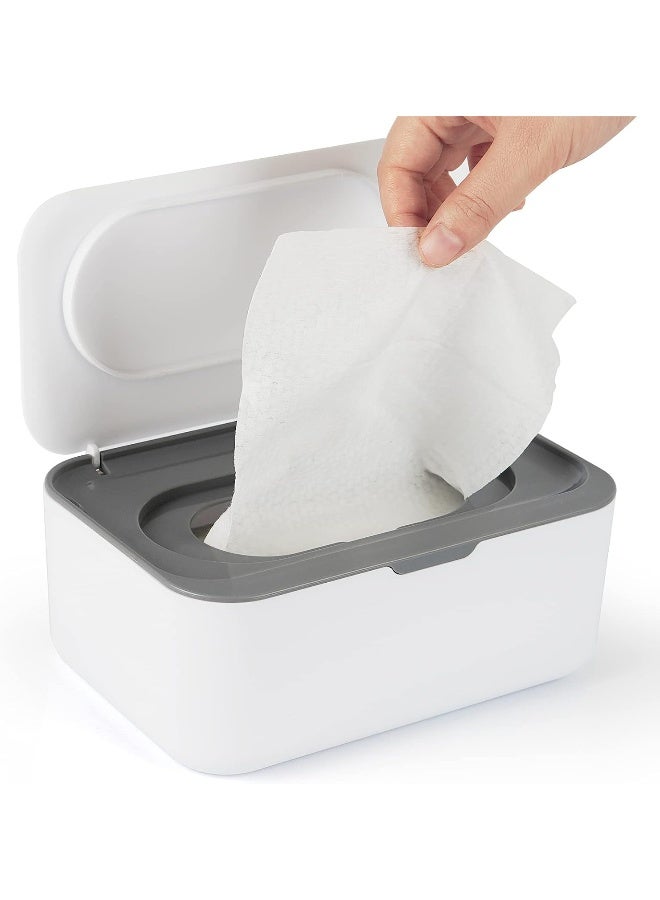 Flenpptly Baby Wipes Dispenser, Wipes Case Baby Wipe Holder Keeps Wipes Fresh, Non-Slip, Easy Open & Close (Gray) - Image 1