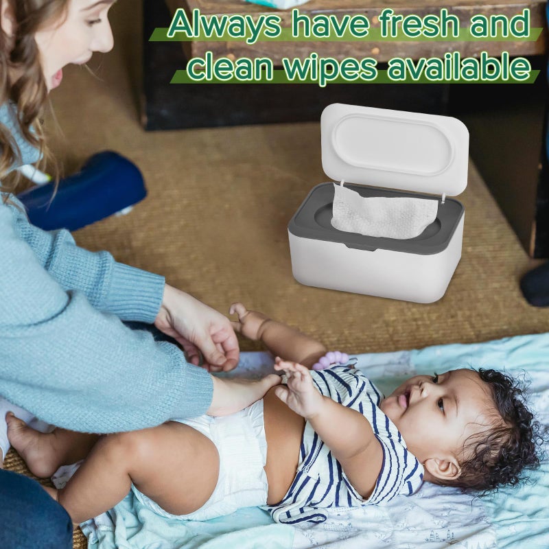 Flenpptly Baby Wipes Dispenser, Wipes Case Baby Wipe Holder Keeps Wipes Fresh, Non-Slip, Easy Open & Close (Gray) - Image 5