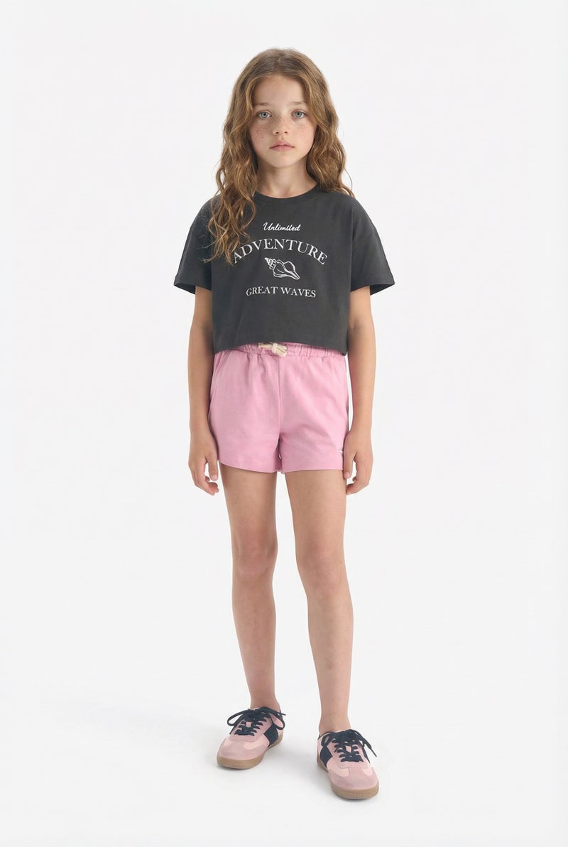 DeFacto Pink Girl Girl Elastic Waist Printed Shorts Casual - Image 1