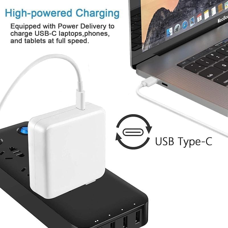 Wefly USB-C Power 61W Adapter Charger Compatible for Ma/Book Pro 13 Inch/12 Inch/14 Inch, Compatible for Ma/Book Air/iPad Pro/Type C Laptop,Included USBC to USBC Charger Cable (61W Type-C) - Image 2