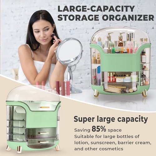 TNT THE NEXT TREND Cosmetic Makeup Organizer Box for Women with Makeup Sponge Dressing Table Organizer with Drawer for Skincare, Perfume, Lipstick Storage 34 cm x 30 cm x 20 cm Model 1 – Light Green - Image 5