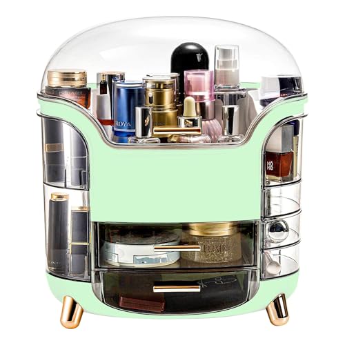 TNT THE NEXT TREND Cosmetic Makeup Organizer Box for Women with Makeup Sponge Dressing Table Organizer with Drawer for Skincare, Perfume, Lipstick Storage 34 cm x 30 cm x 20 cm Model 1 – Light Green - Image 1