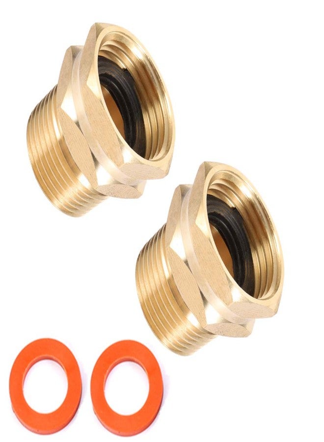 Kbrotech Brass Garden Hose Adapter, 3/4” GHT Female x 3/4” NPT Male Connector,GHT to NPT Adapter Brass Fitting,Brass Garden Hose to Pipe Fittings Connect 2pcs (3/4” GHT Female x 3/4” NPT Male) - Image 1