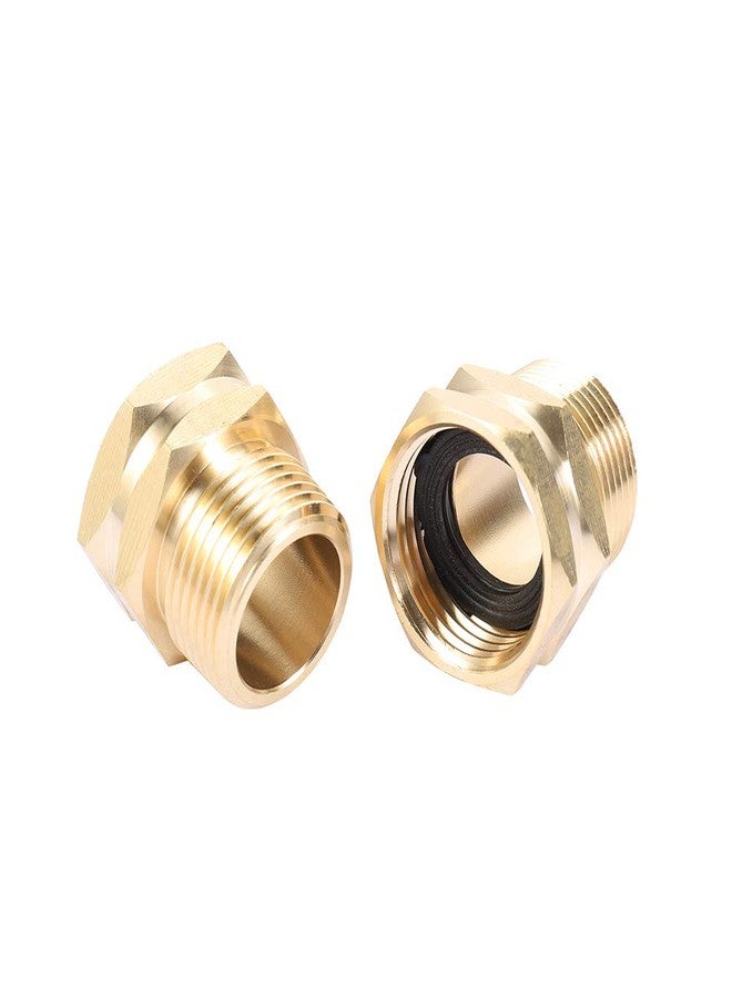 Kbrotech Brass Garden Hose Adapter, 3/4” GHT Female x 3/4” NPT Male Connector,GHT to NPT Adapter Brass Fitting,Brass Garden Hose to Pipe Fittings Connect 2pcs (3/4” GHT Female x 3/4” NPT Male) - Image 2