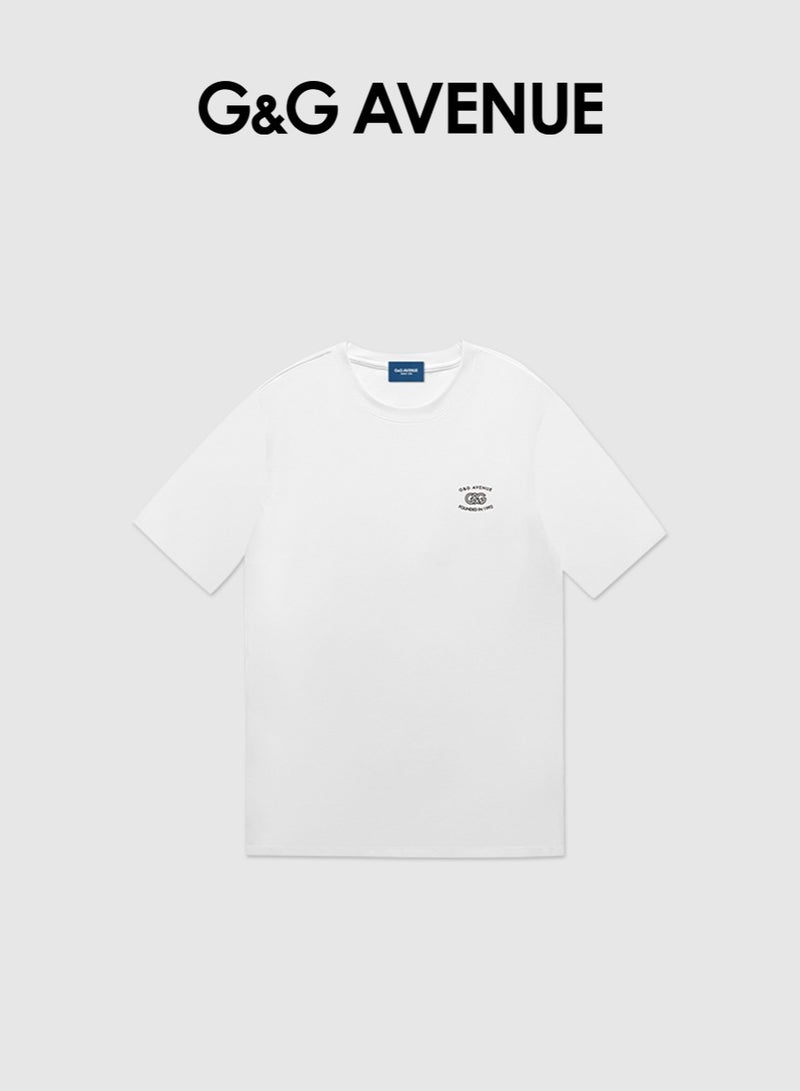G&G AVENUE Summer pure cotton casual short sleeved T-shirt for men and women, round neck couple, simple printed bottom shirt Oversized Heavy cotton fabric Men's  - Image 2